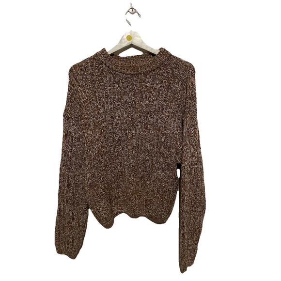 Universal Thread Brown Cropped Knit Sweater Crew Neck Woman's Medium - Picture 1 of 5